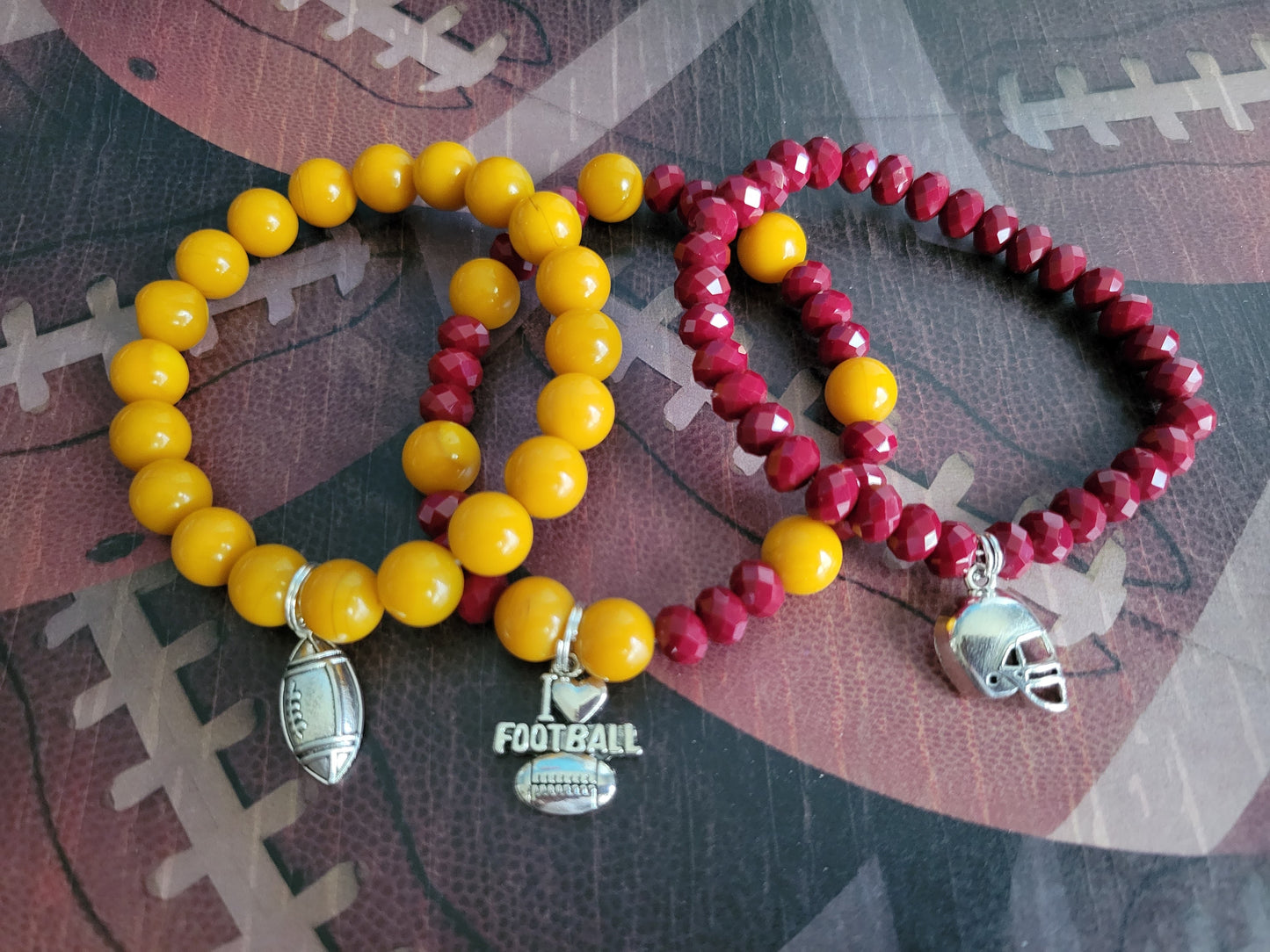 Commanders Inspired Beaded Charms Bracelets