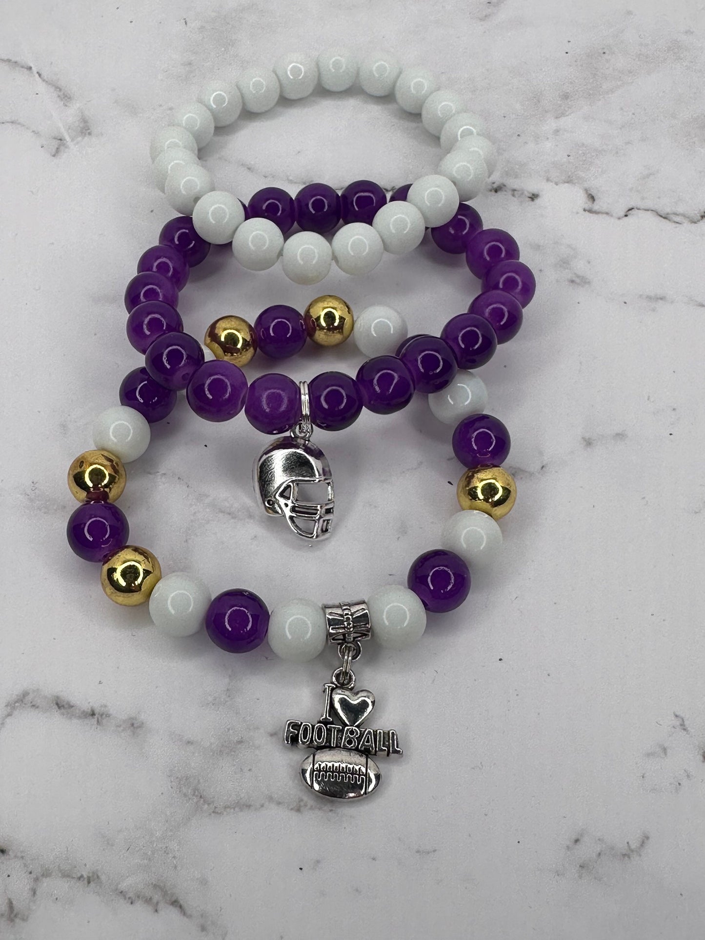 Vikings Inspired Handmade Football Charms Bracelets