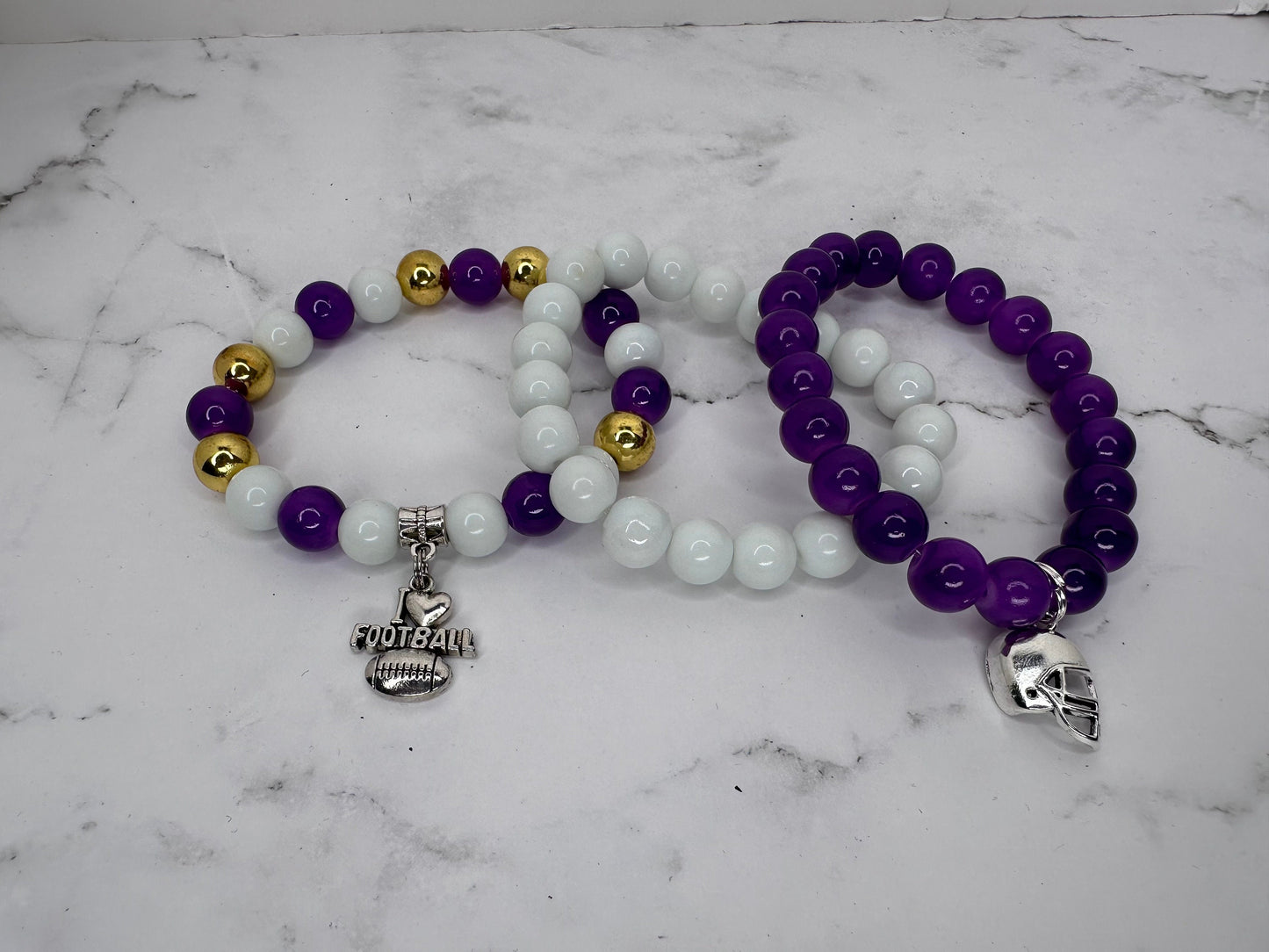 Vikings Inspired Handmade Football Charms Bracelets