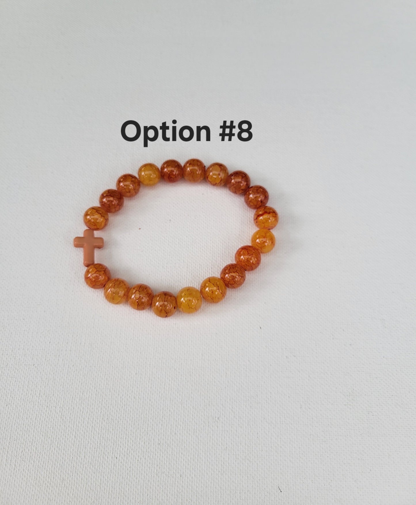 Cross Charm Beaded Stretch Bracelet Stackable Religious Christian Set 2