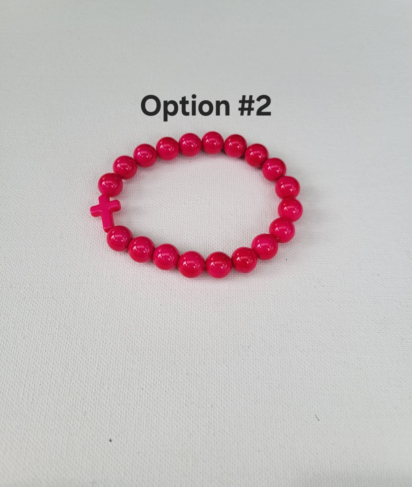 Cross Charm Beaded Stretch Bracelet Stackable Religious Christian