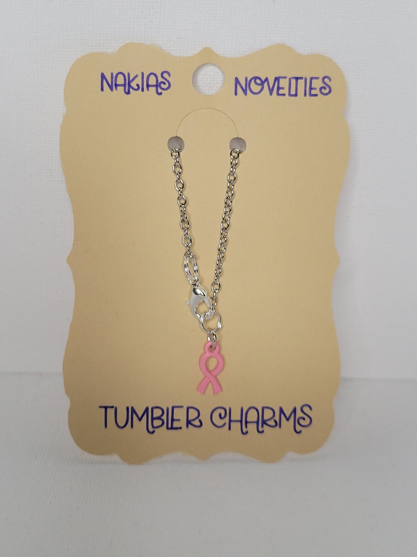 October Breast Cancer Awareness Pink Ribbon Tumbler Stanley Cup Charm