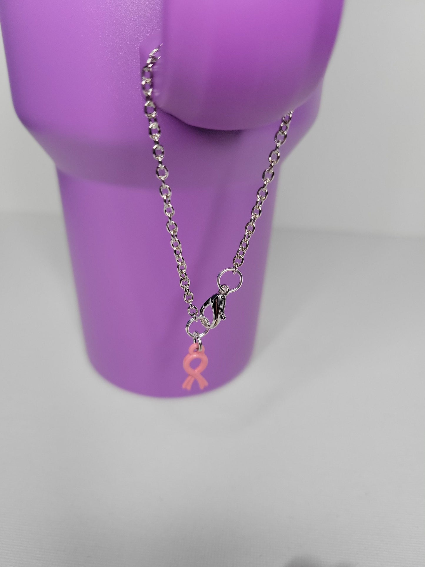 October Breast Cancer Awareness Pink Ribbon Tumbler Stanley Cup Charm