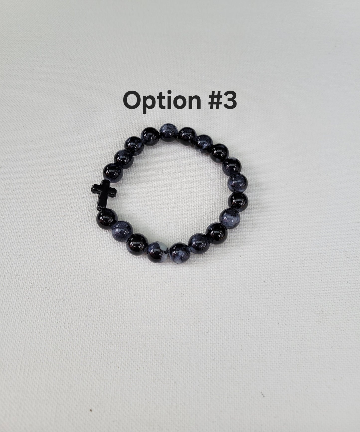 Cross Charm Beaded Stretch Bracelet Stackable Religious Christian