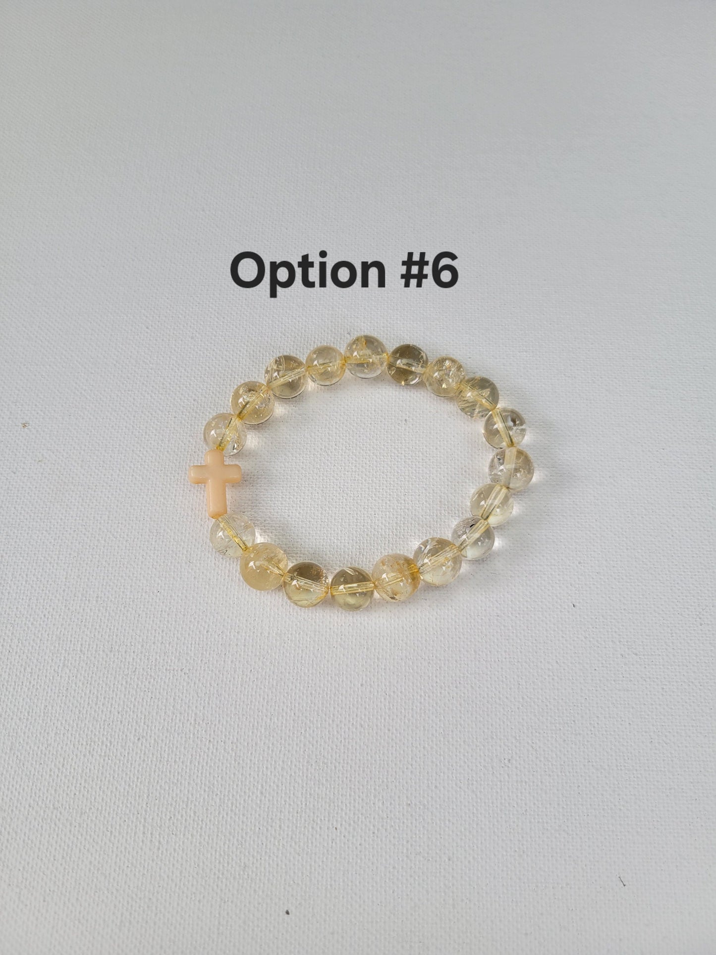 Cross Charm Beaded Stretch Bracelet Stackable Religious Christian