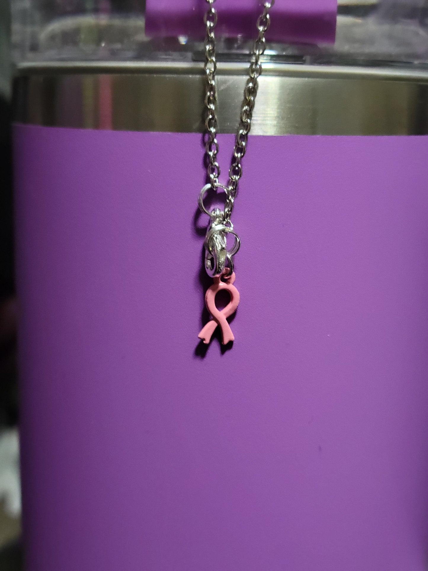 October Breast Cancer Awareness Pink Ribbon Tumbler Stanley Cup Charm