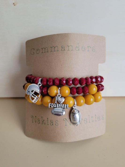 Commanders Inspired Beaded Charms Bracelets