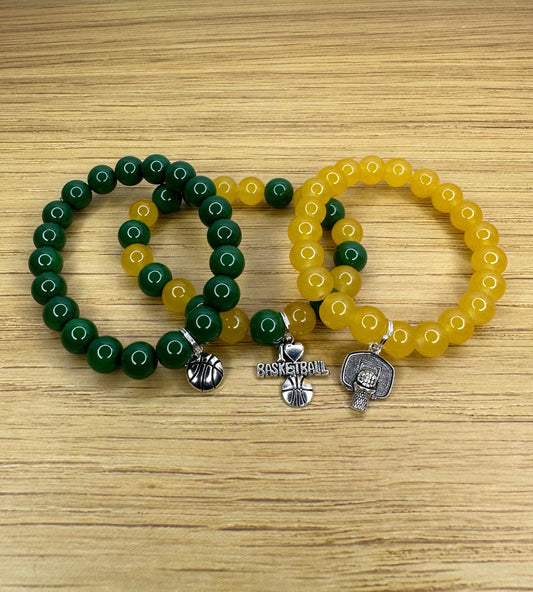 Storm WNBA Inspired Handmade Basketball Charm Bracelets Trio