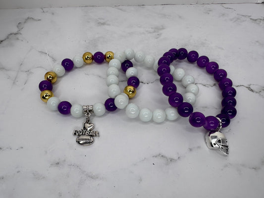 Vikings Inspired Handmade Football Charms Bracelets