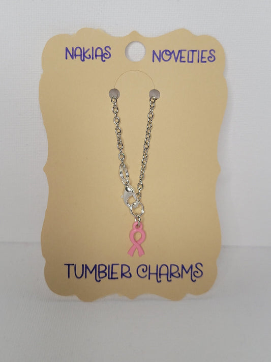 October Breast Cancer Awareness Pink Ribbon Tumbler Stanley Cup Charm