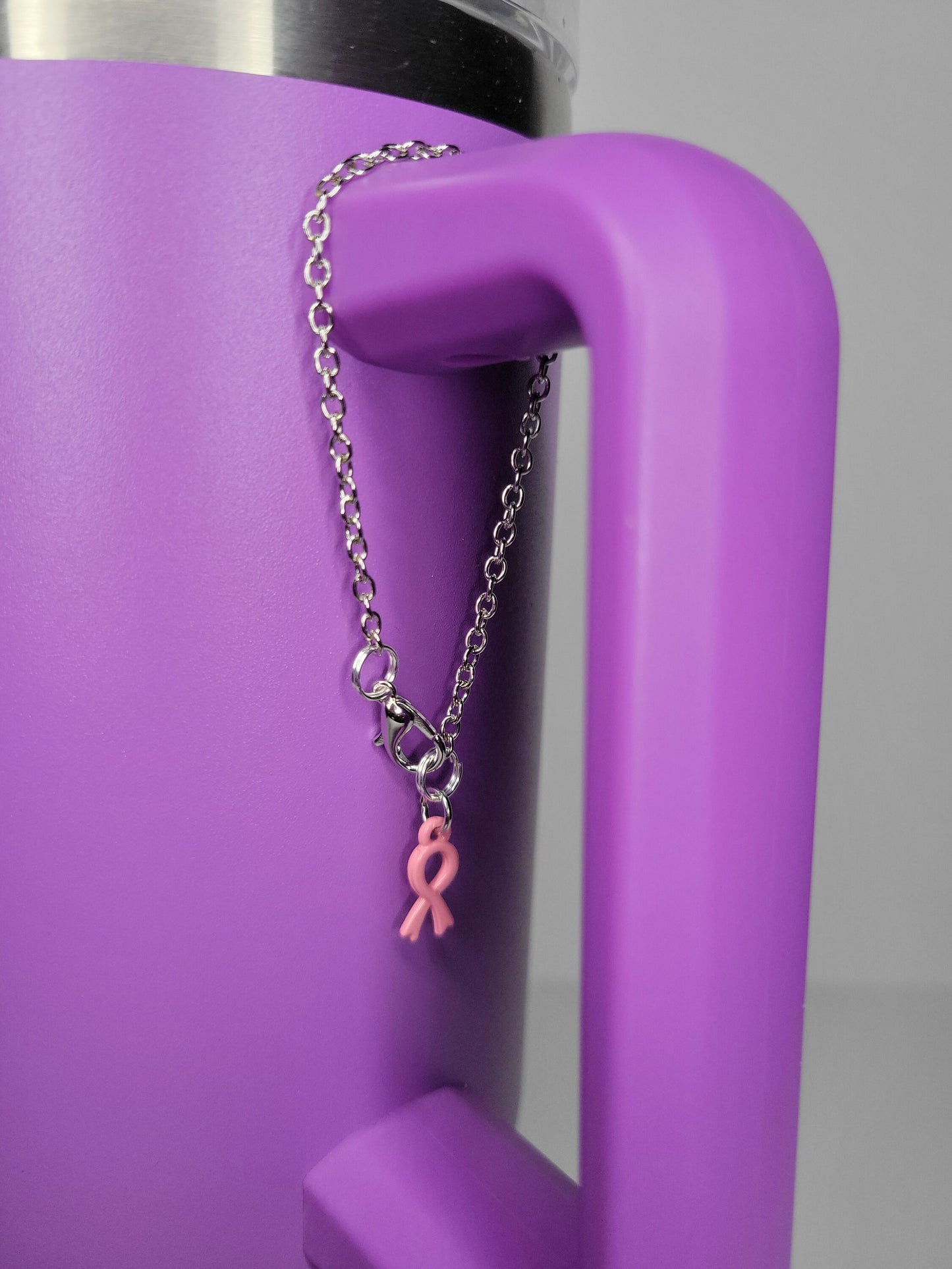 October Breast Cancer Awareness Pink Ribbon Tumbler Stanley Cup Charm