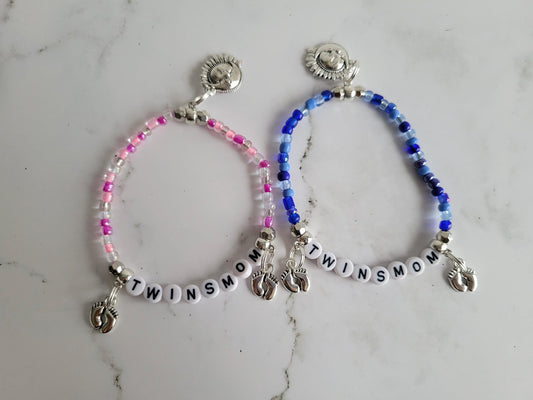 Twins Mom Bracelet, Gift for Twins Mom, Seed Bead Bracelet, New Mom Gift