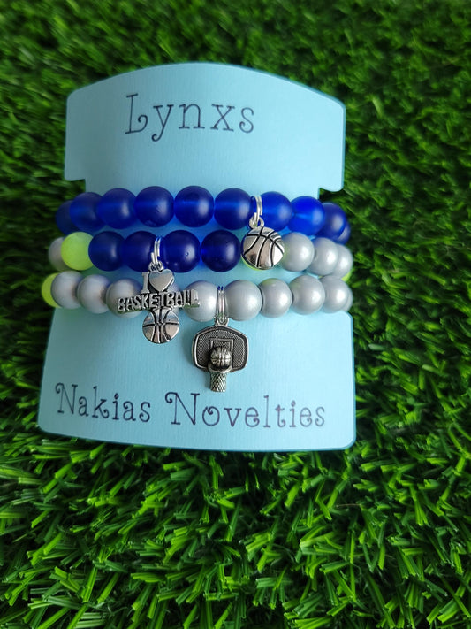 Lynx Inspired Beaded Basketball Charms Bracelet